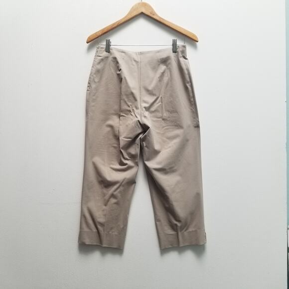 Piazza Sempione Audrey Crop Pants 42 Women’s Cotton Khaki Stretch Side Slit US 6 - Picture 8 of 12